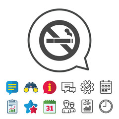 No Smoking sign icon. Cigarette symbol.