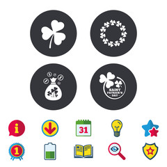 Saint Patrick day icons. Money bag with clover.