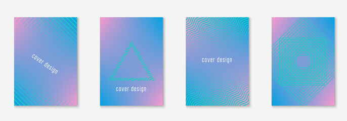 Minimal trendy covers. Vector halftone gradients. Geometric future template for flyer, poster, brochure and invitation. Minimalistic colorful cover. Set of EPS 10 illustration.