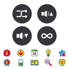 Player control icons. Sound louder and quieter.