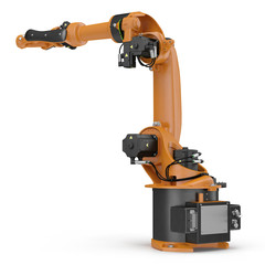 robotic hand machine tool isolated on white. 3D illustration, clipping path