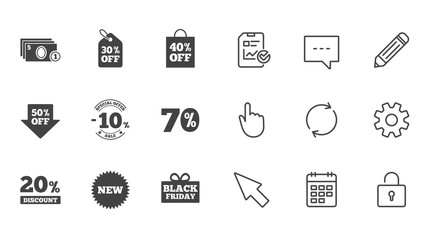 Sale discounts icon. Shopping, deal signs.