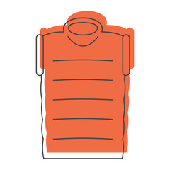 Orange down jacket in doodle style icons vector illustration for design and web isolated