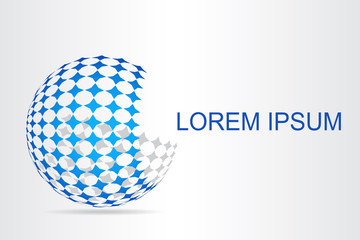 Logo stylized spherical surface with abstract shapes