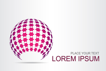 Logo stylized spherical surface with abstract shapes