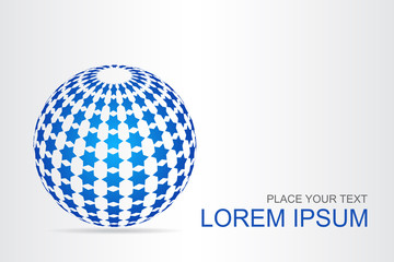 Logo stylized spherical surface with abstract shapes