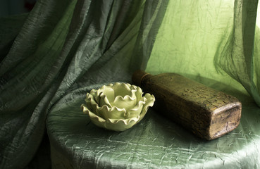 Candlestick and bottle