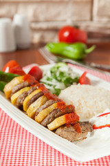 Meatball dumplings with potato slices
