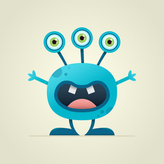 Cool, fun, cute Creature / alien - vector illustration 