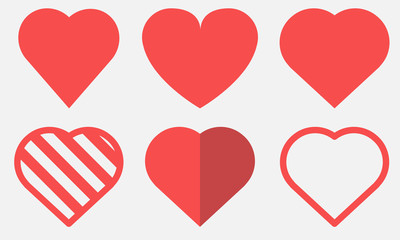 Red Hearts set. Vector.