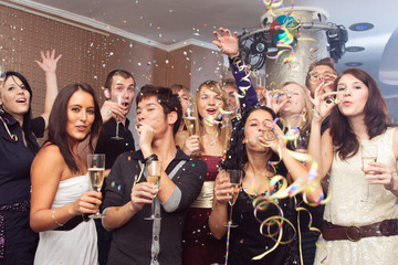 Crowd Of Young People Having A New Year's Party
