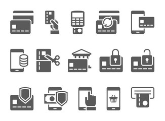 Pay on line and mobile banking icons