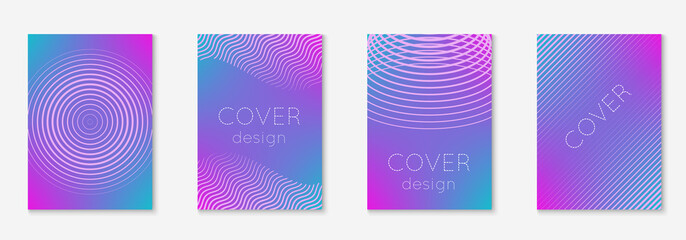Minimal trendy covers. Vector halftone gradients. Geometric future template for flyer, poster, brochure and invitation. Minimalistic colorful cover. Set of EPS 10 illustration.