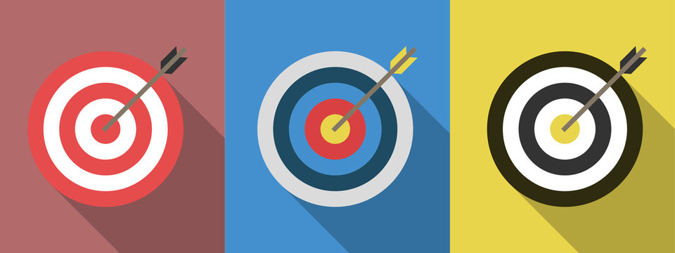 Set of targets with arrows. Target flat icons