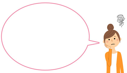 困る若い女性　ふきだし