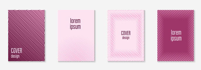 Naklejka premium Minimal trendy covers. Vector halftone gradients. Geometric future template for flyer, poster, brochure and invitation. Minimalistic colorful cover. Set of EPS 10 illustration.
