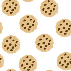 Chocolate chip cookies seamless pattern. Cookies background.