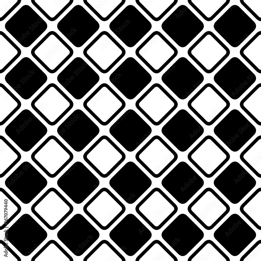 Poster seamless abstract black and white square grid pattern - halftone vector background design from diago