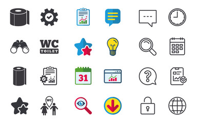 Fototapeta premium Toilet paper icons. Gents and ladies room.