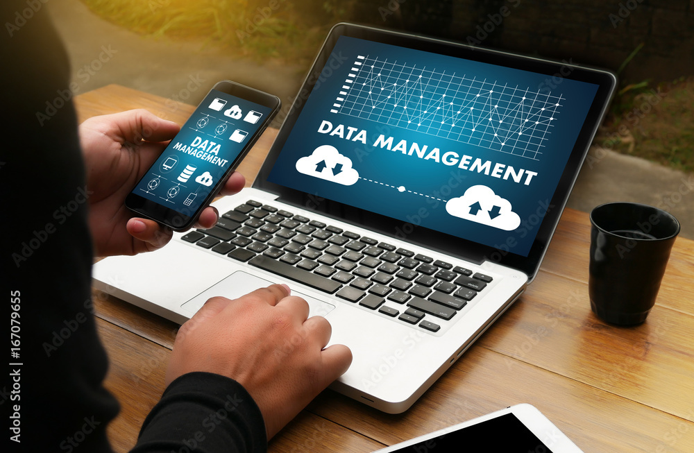 Poster data management file database cloud network technology concept