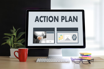 ACTION PLAN Strategy Vision Planning , Creative Development Process , business man of plan