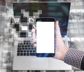 Touch screen smartphone in hand