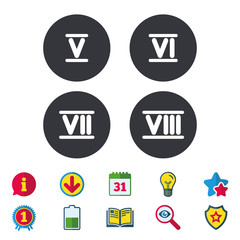 Roman numeral icons. Number five, six, seven.