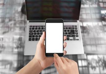 Touch screen smartphone in hand
