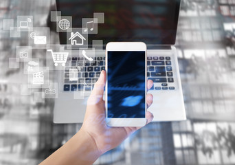 Touch screen smartphone in hand