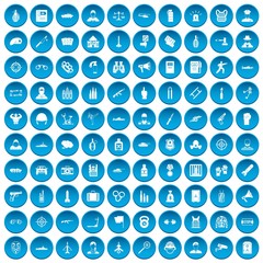 100 officer icons set blue