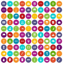 100 bridge icons set color