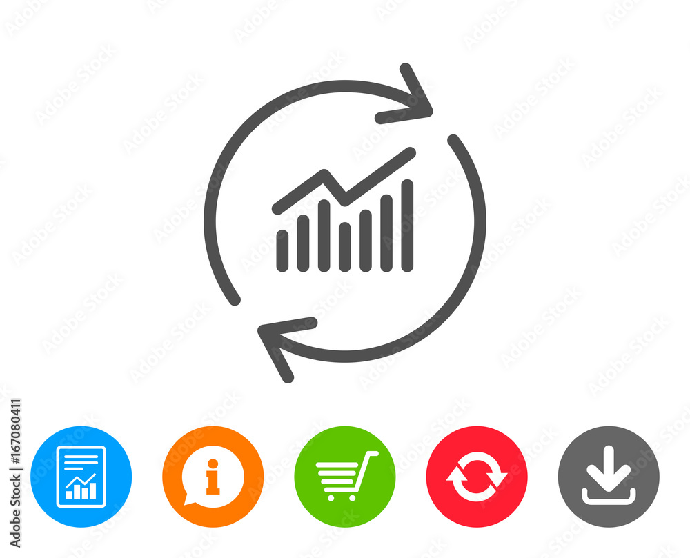Poster chart line icon. update report graph sign.