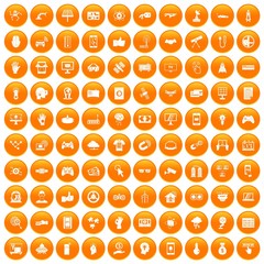 100 hi-tech icons set orange
