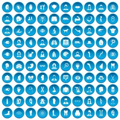100 organ icons set blue