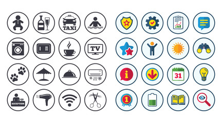 Set of Hotel services and Apartment icons.