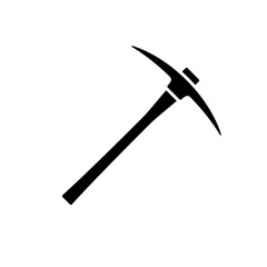 Pickaxe icon. Black, minimalist icon isolated on white background. Pick axe simple silhouette. Web site page and mobile app design vector element.