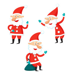 Cartoon Santa Claus isolated on white background.