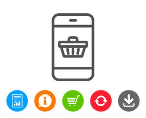 Mobile Shopping cart line icon. Online buying.