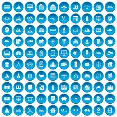 100 private property icons set blue
