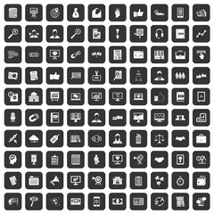 100 business training icons set black