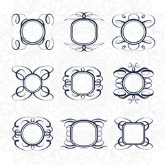 Vector calligraphy frames set