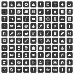 100 cafe icons set black
