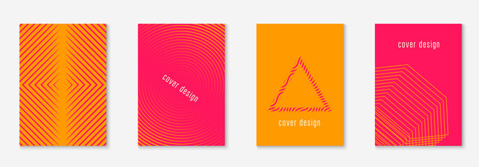 Minimal trendy covers. Vector halftone gradients. Geometric future template for flyer, poster, brochure and invitation. Minimalistic colorful cover. Set of EPS 10 illustration.