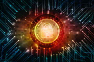 2d illustration Safety concept: Closed Padlock on digital background