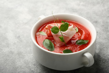 gazpacho  in white bowl