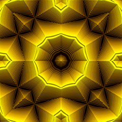 3d illustration - abstrakt gelb fraktal ornament