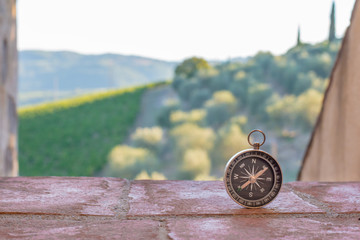 Kompass, Landschaft im Hintergrund