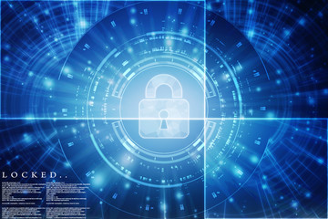 Obraz premium 2d illustration Safety concept: Closed Padlock on digital background