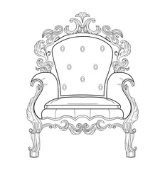 Baroque rich armchair furniture. Handmade ornamented decor. Vector illustration