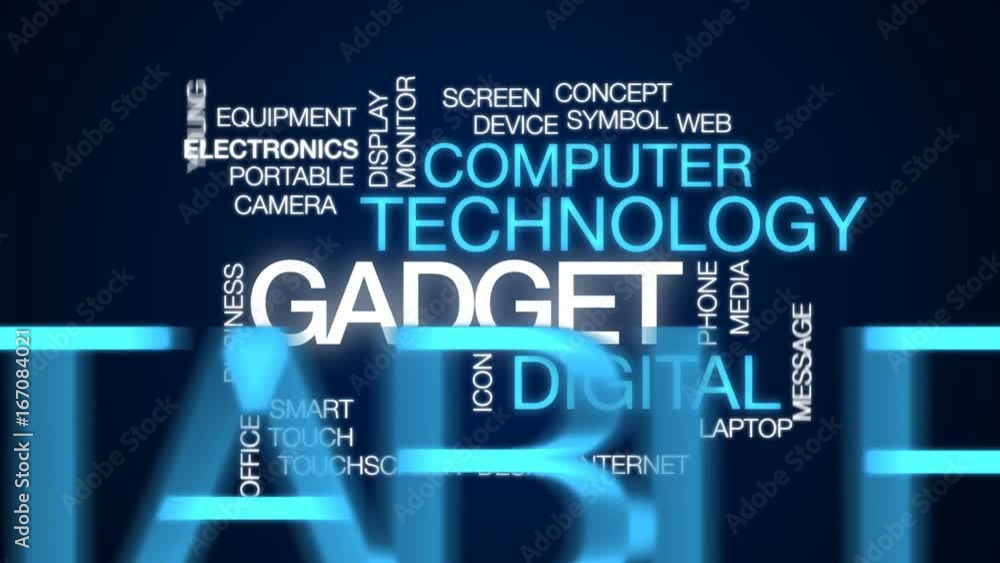 Poster gadget animated word cloud, text design animation.
